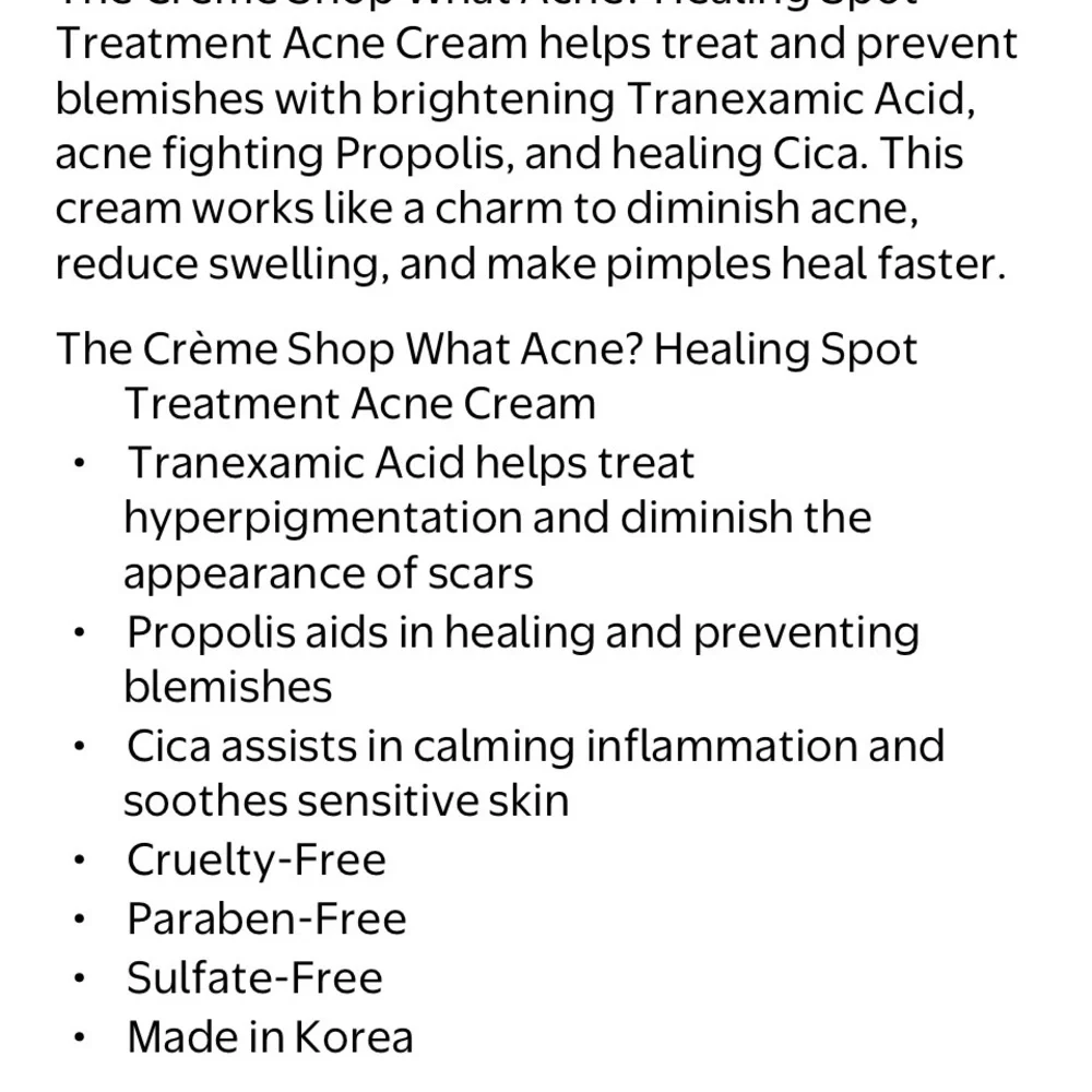 💕NWT The Crème Shop Spot Treatment with Tranexamic Acid. Part of 3 for $25